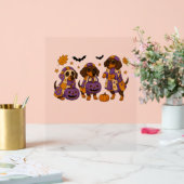 Teckel Hond Ghost Halloween Acryl Bord (Huwelijk)