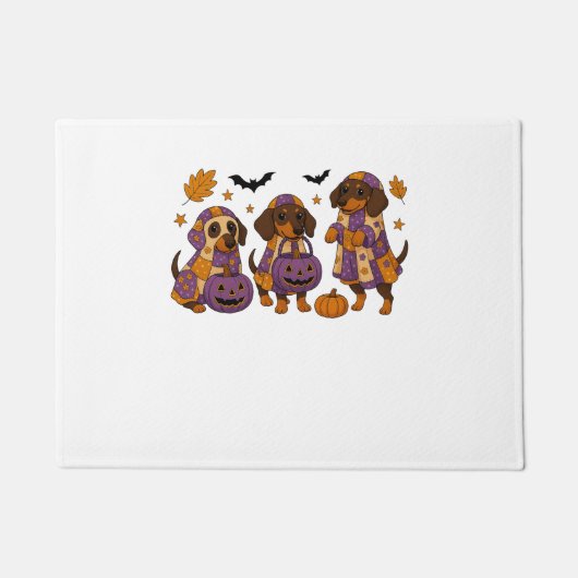 Teckel Hond Ghost Halloween Deurmat (Voorkant)