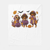 Teckel Hond Ghost Halloween Fleece Deken (Voorkant)