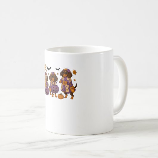 Teckel Hond Ghost Halloween Koffiemok (Voorkant rechts)