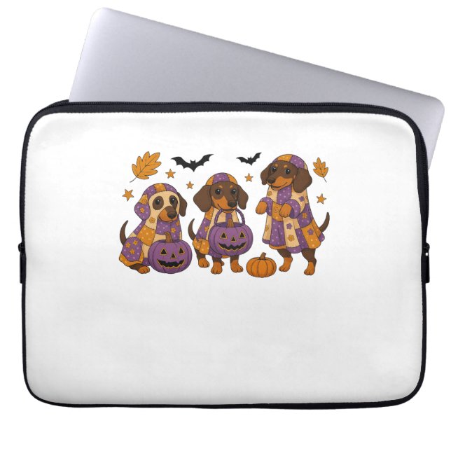 Teckel Hond Ghost Halloween Laptop Sleeve (Voorkant)