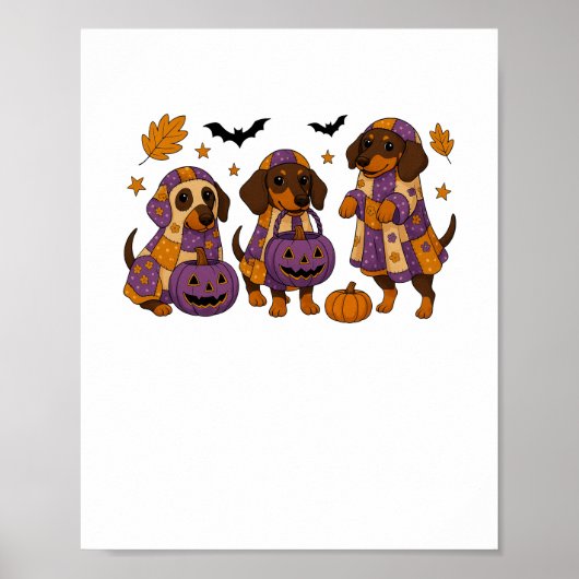 Teckel Hond Ghost Halloween Poster (Voorkant)