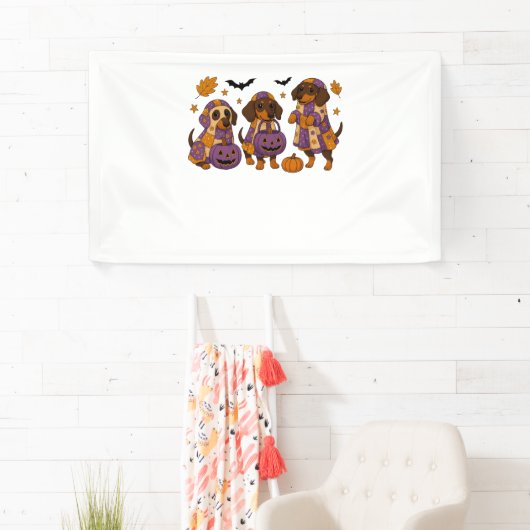 Teckel Hond Ghost Halloween Spandoek (Insitu)