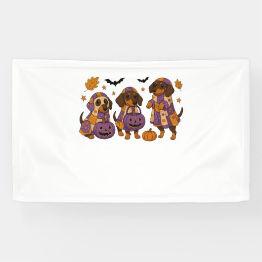 Teckel Hond Ghost Halloween Spandoek (Horizontaal)