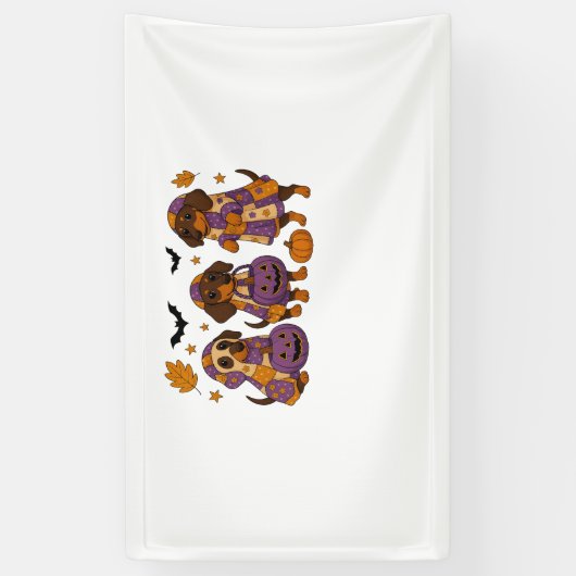 Teckel Hond Ghost Halloween Spandoek (Verticaal)