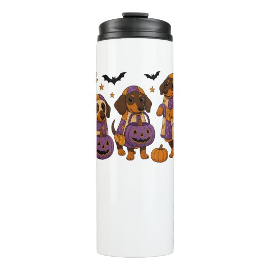 Teckel Hond Ghost Halloween Thermosbeker (Voorkant)
