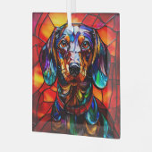 Teckel Hond "Glas in lood" Glas Ornament (Voorkant links)