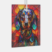 Teckel Hond "Glas in lood" Glas Ornament (Voorkant Rechts)