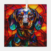 Teckel Hond "Glas in lood" Glas Ornament (Achterkant)