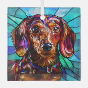 Teckel Hond "Glas in lood" Glas Ornament