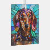 Teckel Hond "Glas in lood" Glas Ornament (Voorkant Rechts)