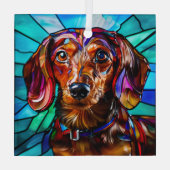 Teckel Hond "Glas in lood" Glas Ornament (Achterkant)