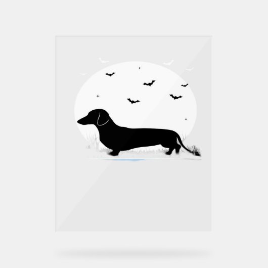 Teckel Hond – Halloween Moon Silhouette Classic Acryl Bord (Voorkant)