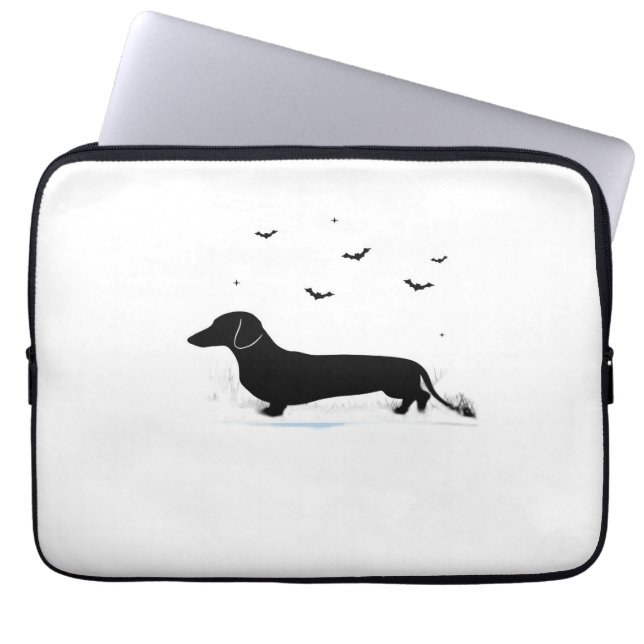 Teckel Hond – Halloween Moon Silhouette Classic Laptop Sleeve (Voorkant)