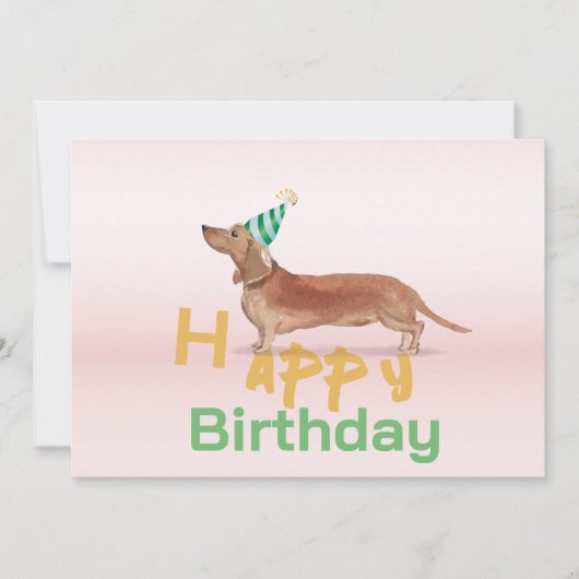 Teckel Hond Happy Birthday Party Uitnodiging (Voorkant)