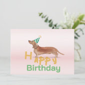 Teckel Hond Happy Birthday Party Uitnodiging (Staand voorkant)