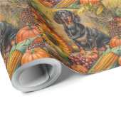 Teckel Hond Herfst Oogst Thanksgiving Cadeaupapier (Rol Hoek)