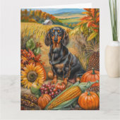 Teckel Hond Herfst Oogst Thanksgiving Kaart (Voorkant)