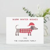 Teckel Hond in een Santa Hat Fun Feestdagenkaart (Staand voorkant)