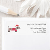 Teckel Hond in Kerst Pet Retour Adres Etiket (Insitu)