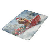 Teckel Hond in Sledge Laat het Sneeuw Kerstmis Badmat (Gekanteld)