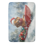 Teckel Hond in Sledge Laat het Sneeuw Kerstmis Badmat (Voorkant Verticaal)