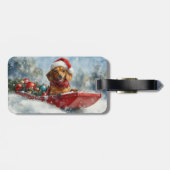 Teckel Hond in Sledge Laat het Sneeuw Kerstmis Bagagelabel (Achterkant horizontaal)