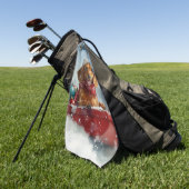 Teckel Hond in Sledge Laat het Sneeuw Kerstmis Golfhanddoek (Groen)