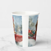 Teckel Hond in Sledge Laat het Sneeuw Kerstmis Papieren Bekers (Links)