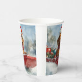 Teckel Hond in Sledge Laat het Sneeuw Kerstmis Papieren Bekers (Rechts)