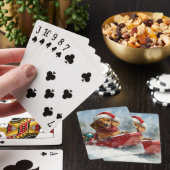 Teckel Hond in Sledge Laat het Sneeuw Kerstmis Pokerkaarten (Insitu)