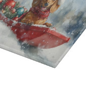 Teckel Hond in Sledge Laat het Sneeuw Kerstmis Snijplank (Hoek)