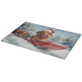 Teckel Hond in Sledge Laat het Sneeuw Kerstmis Snijplank (Hoek)