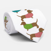 Teckel Hond In Trui Patroon Fun Stropdas (Opgerold)