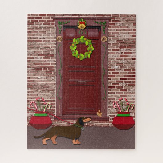 Teckel Hond Kerst Door Art Holiday Legpuzzel (Verticaal)