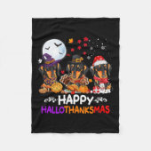 Teckel Hond Kerst Happy Hallothankmas Bedankt Fleece Deken (Voorkant)