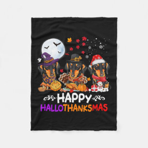 Teckel Hond Kerst Happy Hallothankmas Bedankt Fleece Deken