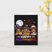 Teckel Hond Kerst Happy Hallothankmas Bedankt Kaart (Gele Bloem)