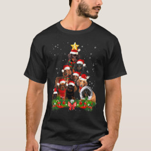 Teckel Hond Kerst Hond Lichte Boom Xmas Santa T-shirt
