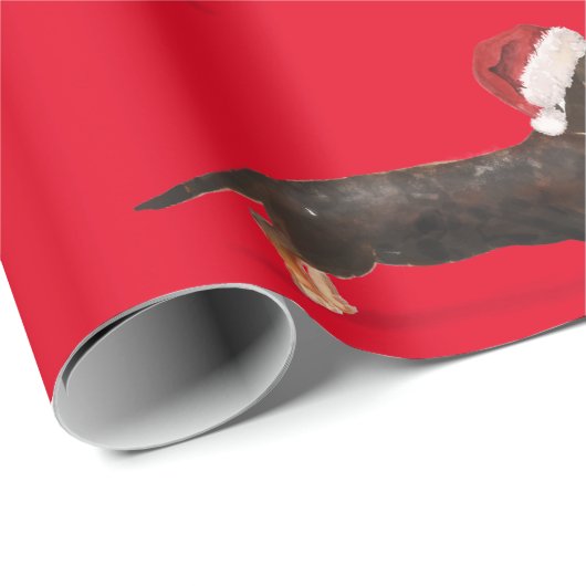 Teckel Hond Kerst Rode Kerstman Hoed Cadeaupapier (Rol Hoek)