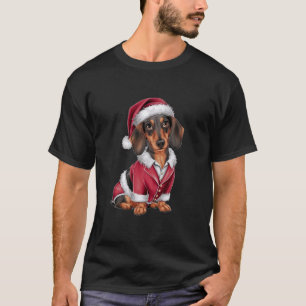 Teckel Hond Kerstman Kerst Grappig Kerstman Dachsh T-shirt