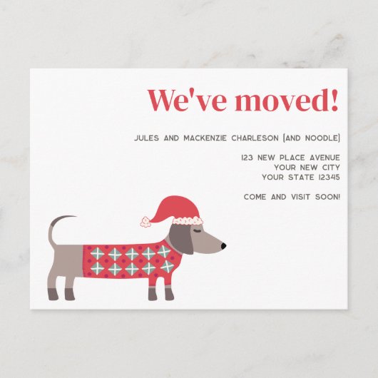 Teckel Hond Kerstmis Verhuisaankondiging Aankondigingskaart (Voorkant)