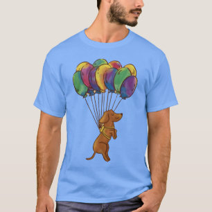 Teckel Hond Met Ballonnen Grappige Hond Retro Gi T-shirt