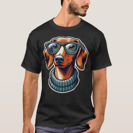 Teckel Hond met Brillen Pop Art Style T-shirt