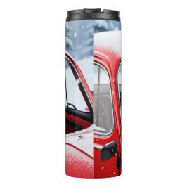 teckel hond op een auto, en de feestdagen thermosbeker