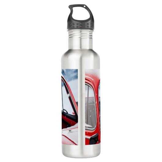 teckel hond op een auto, en de feestdagen waterfles  (Achterkant)