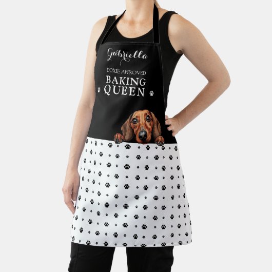 Teckel Hond Poot Print Zwart Wit Custom Schort (Insitu)