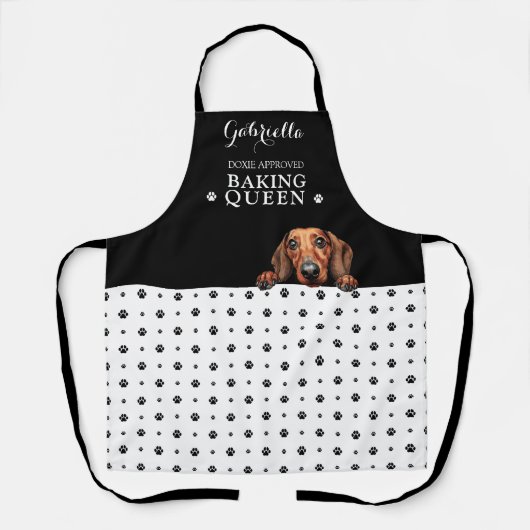 Teckel Hond Poot Print Zwart Wit Custom Schort (Voorkant)