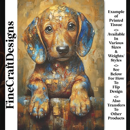 Teckel Hond Puppy Olie Portret BV1 Decoupage Tissuepapier