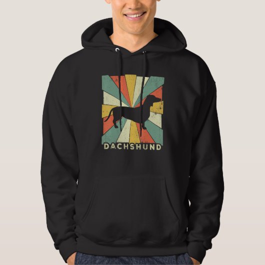 Teckel Hond Retro 70s Hoodie (Voorkant)
